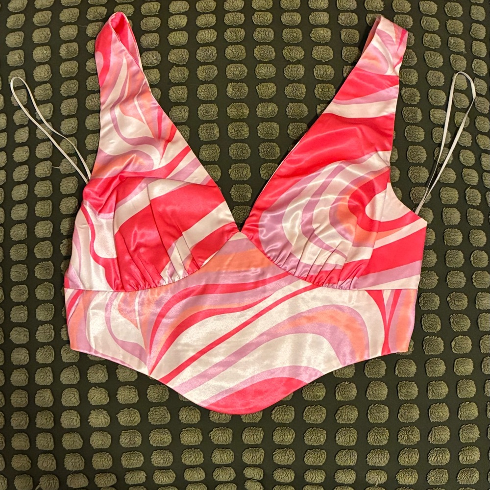 Princess Polly Pink and Red satin Top
